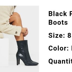 PU Croc Flat heel Ankle Boots